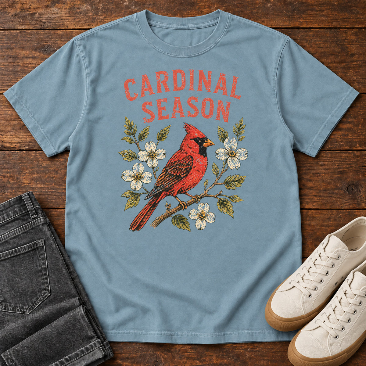 Cardinal Season T-shirt in Ice Blue