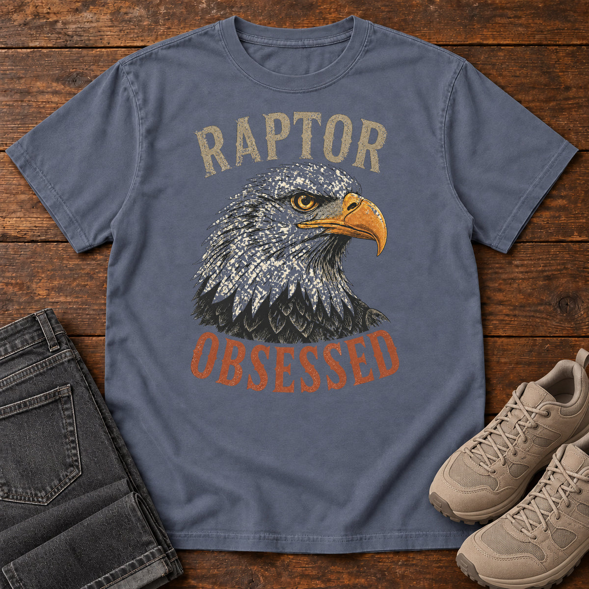 Raptor Obsessed T-shirt in Denim