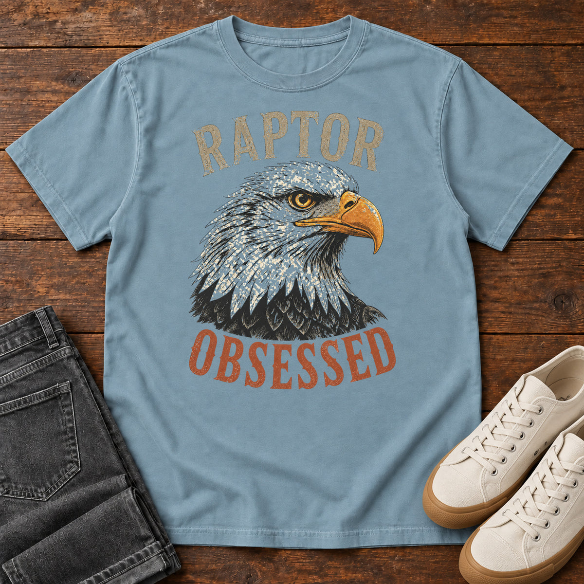 Raptor Obsessed T-shirt in Ice Blue