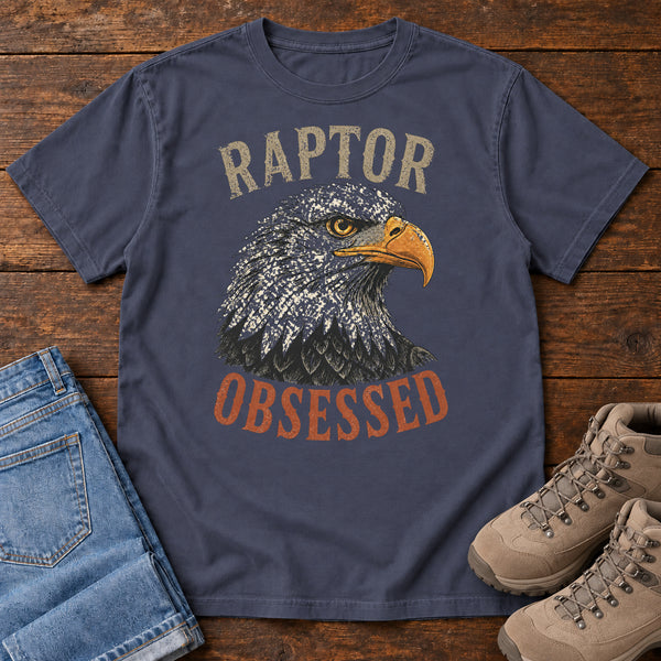 Raptor Obsessed T-shirt in Navy, front view