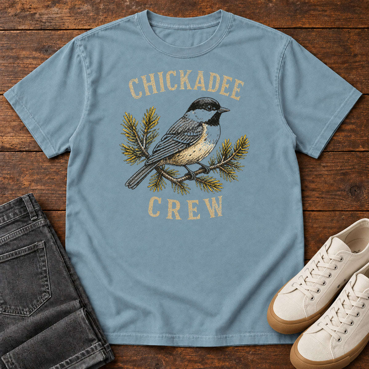 Chickadee Crew T-shirt in Ice Blue