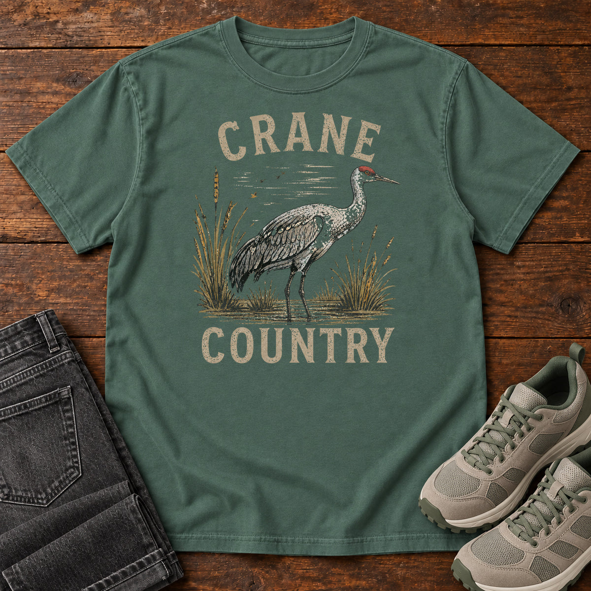 Crane Country T-shirt in Blue Spruce