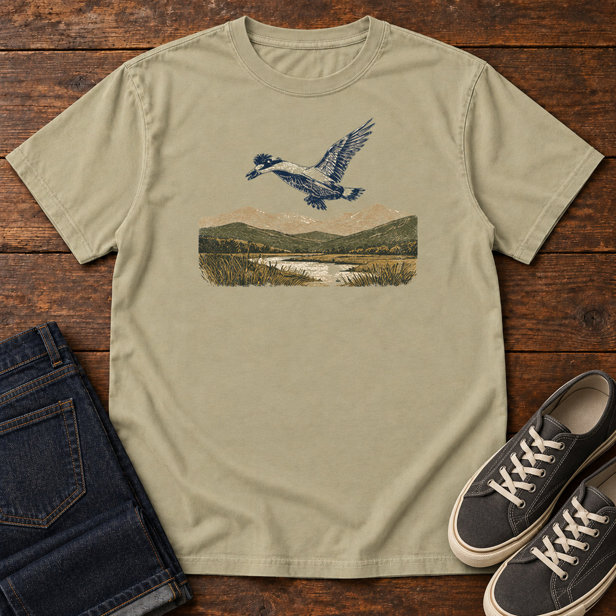 Flight Over the Valley T-shirt in Khaki