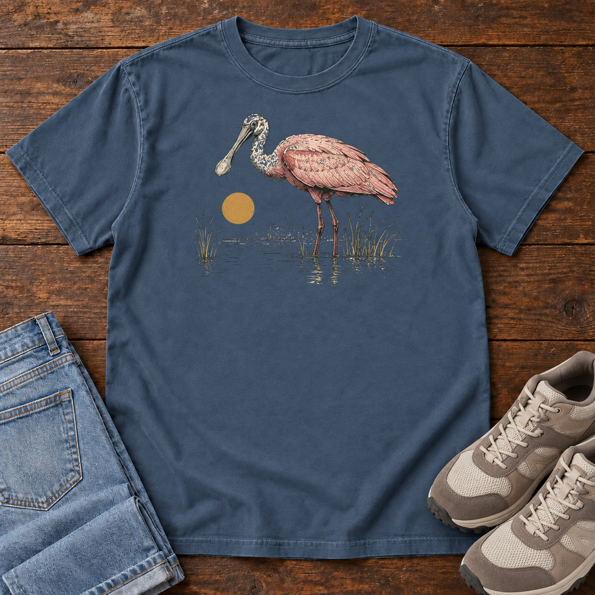 Spoonbill at Dawn T-shirt in Midnight