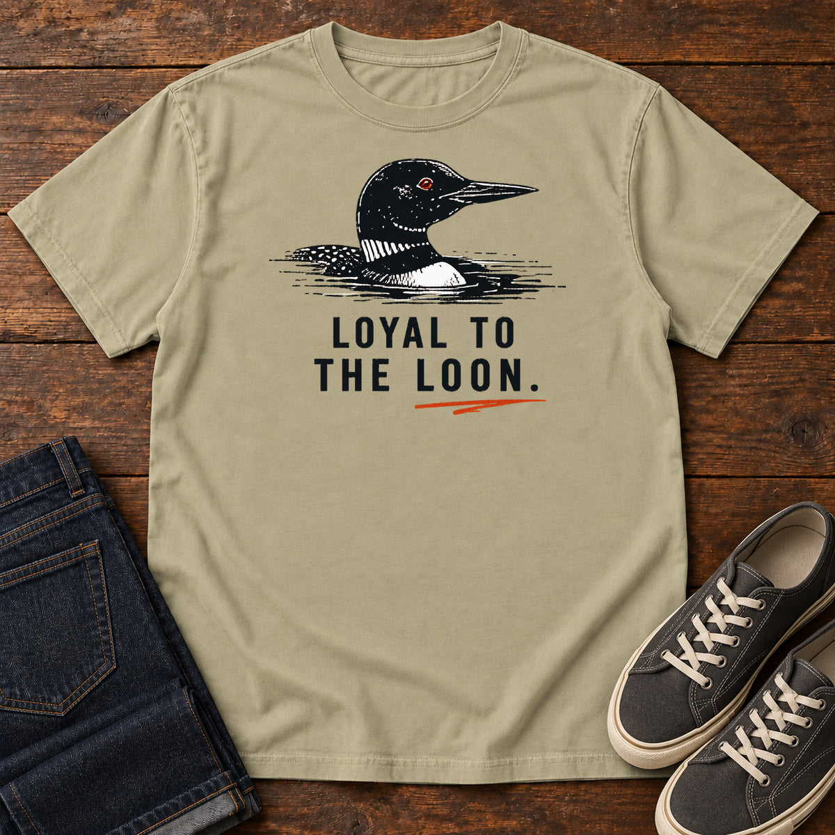 Loyal to the Loon T-shirt in Khaki