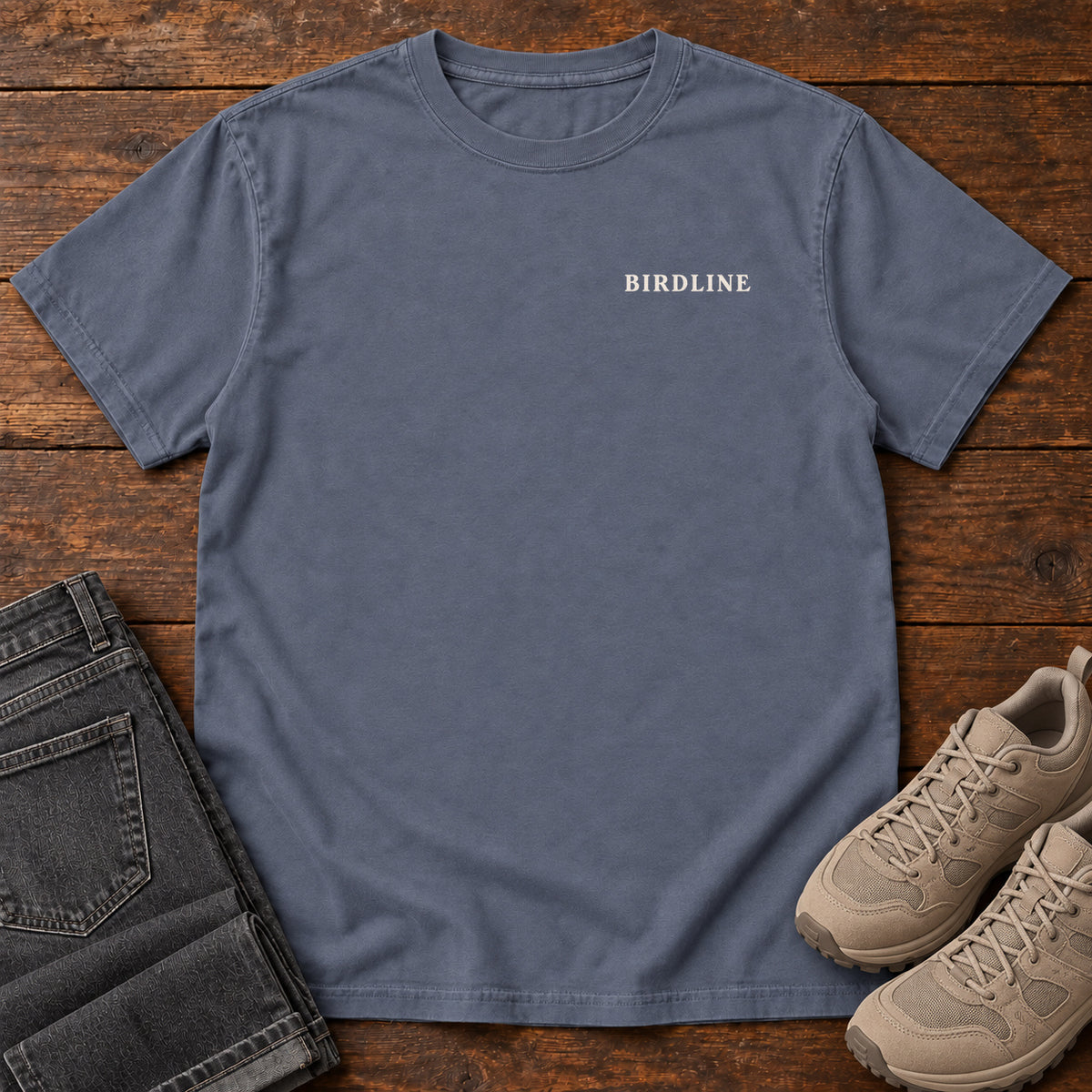 Migration Club T-shirt in Denim, left side