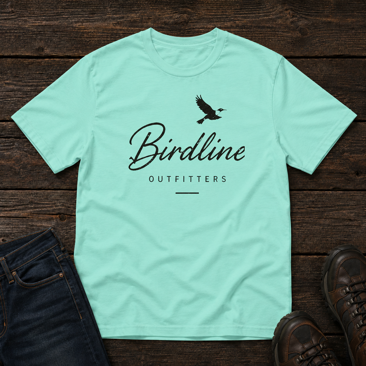 Birdline Script Logo T-Shirt in Chalky Mint, front view
