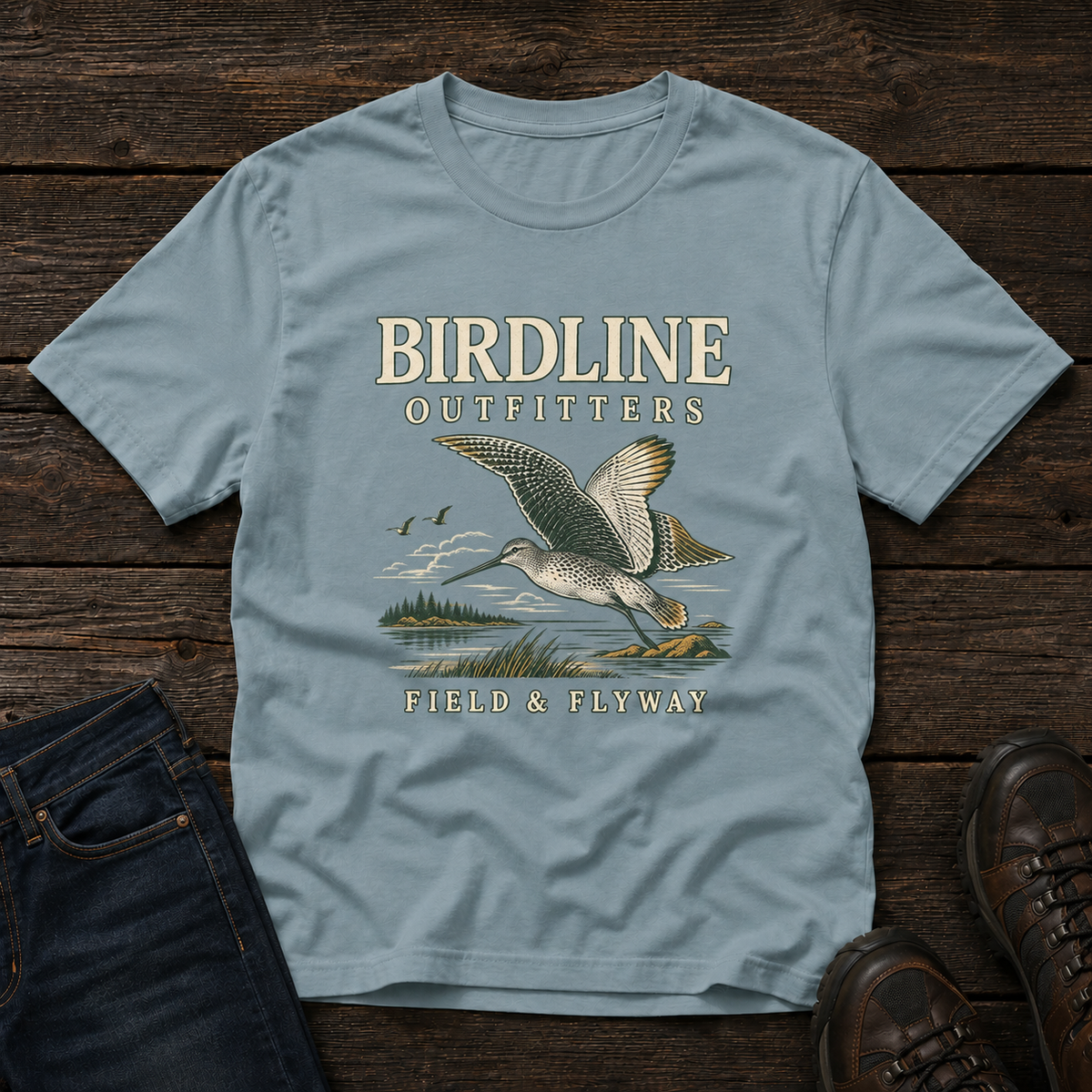 Field & Flyway T-Shirt in Ice Blue, front view