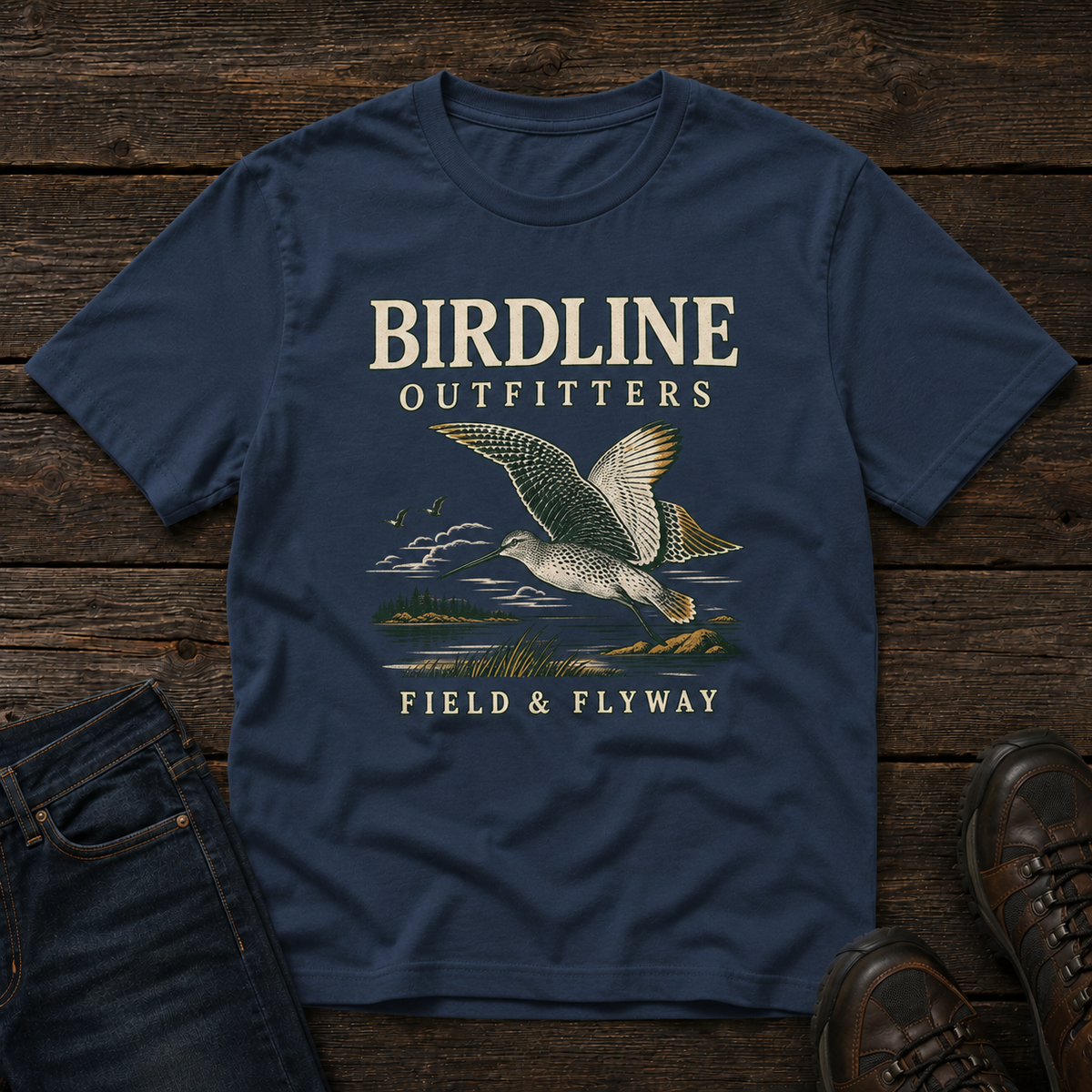 Field & Flyway T-Shirt in Midnight, front view