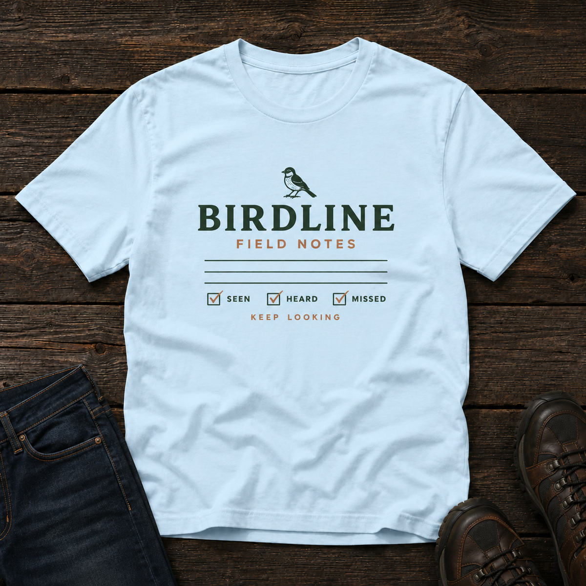Field Notes T-shirt in Chambray, front view