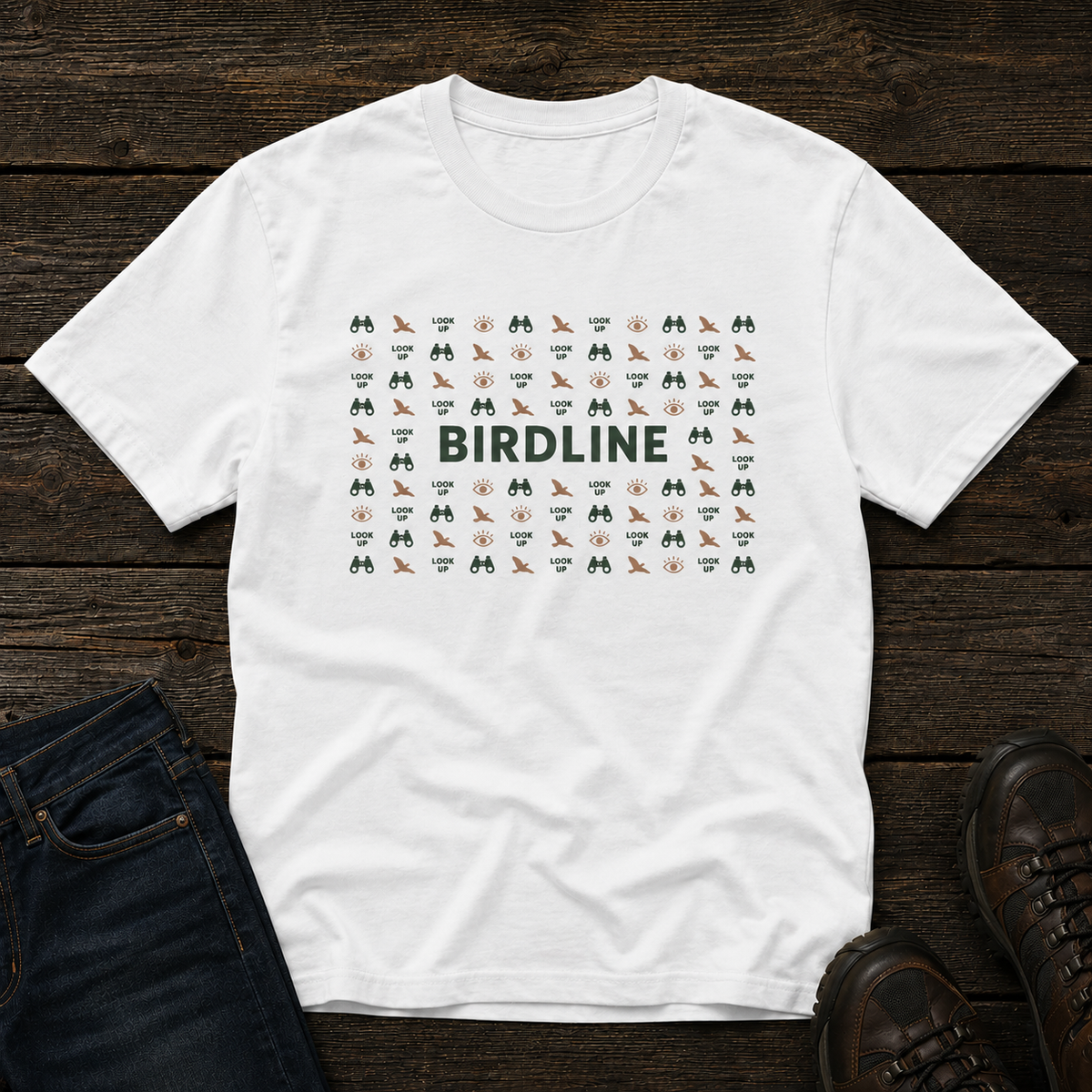 Look Up Micro Pattern T-shirt in White, front view