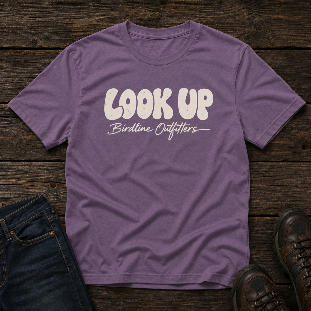 Look Up T-shirt in Grape, front view