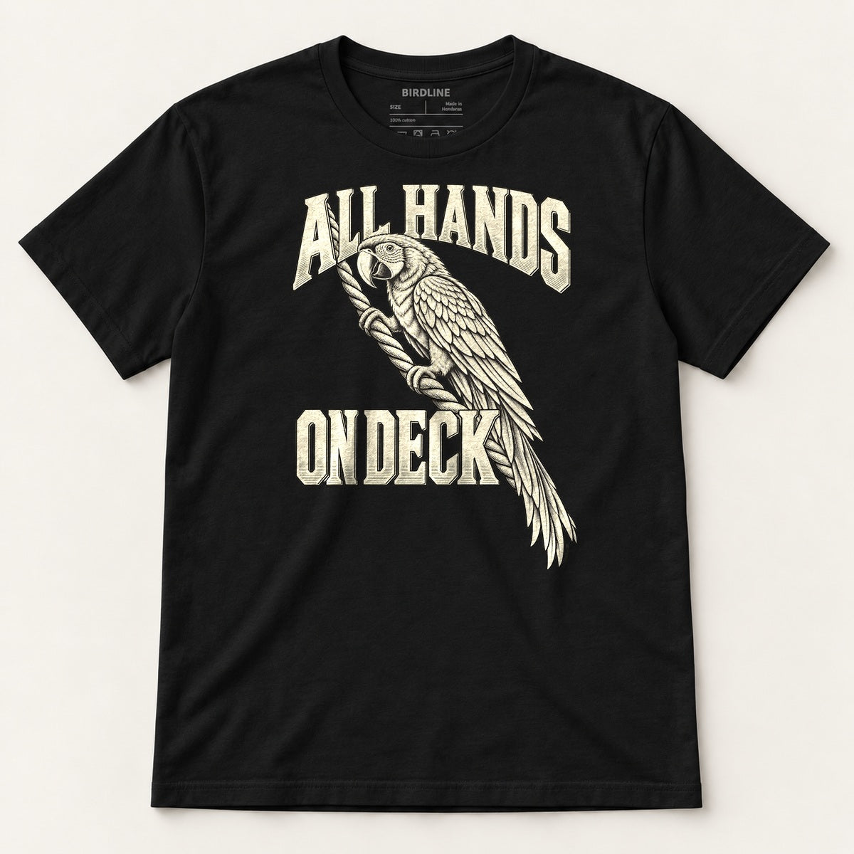 All Hands On Deck T-Shirt in Black, front view