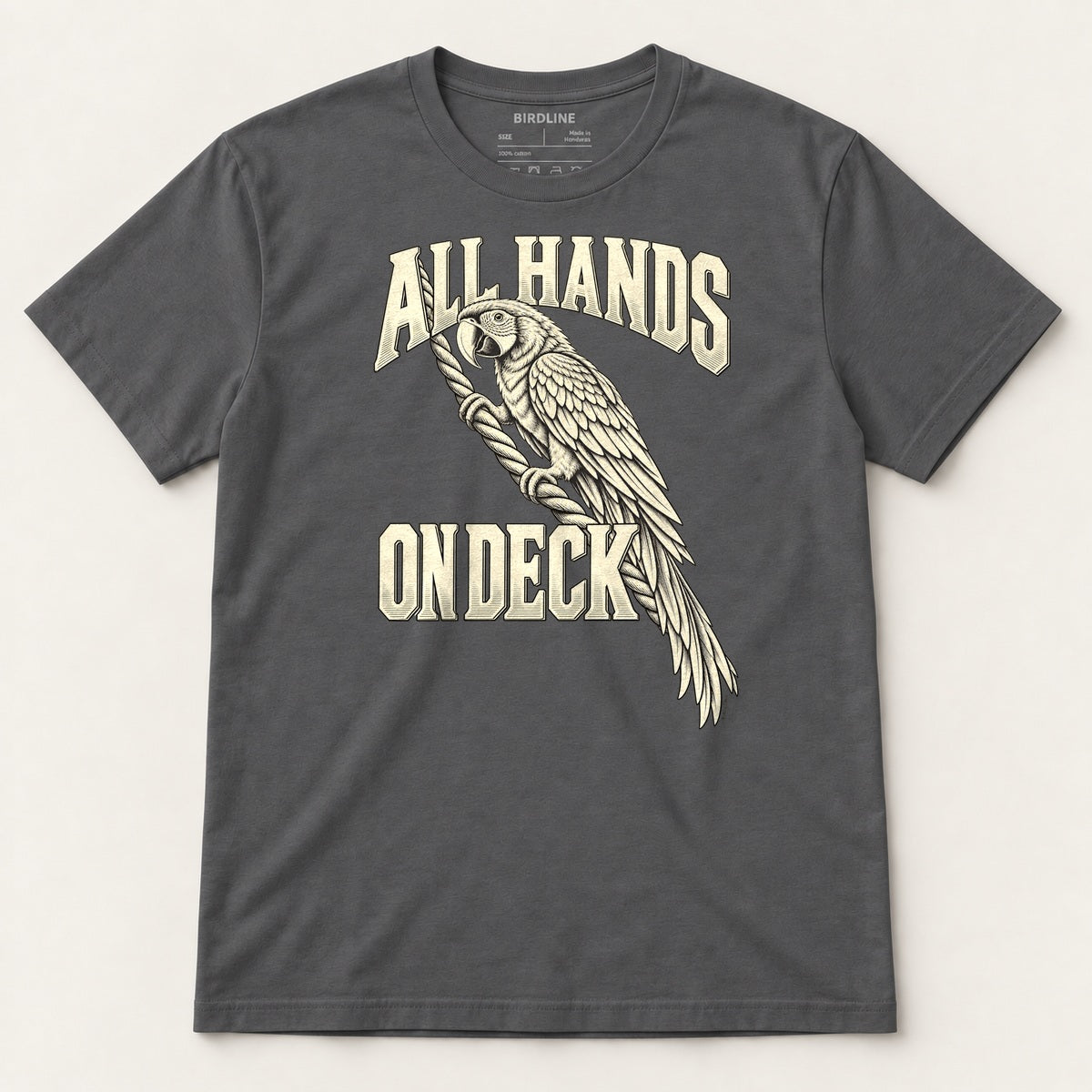 All Hands On Deck T-Shirt in Charcoal, front view