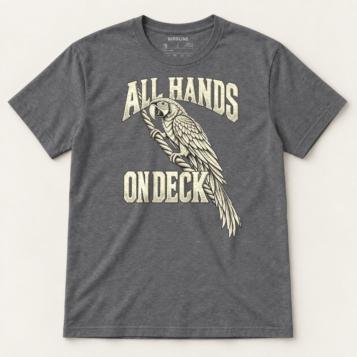 All Hands On Deck T-Shirt in Dark Heather, front view