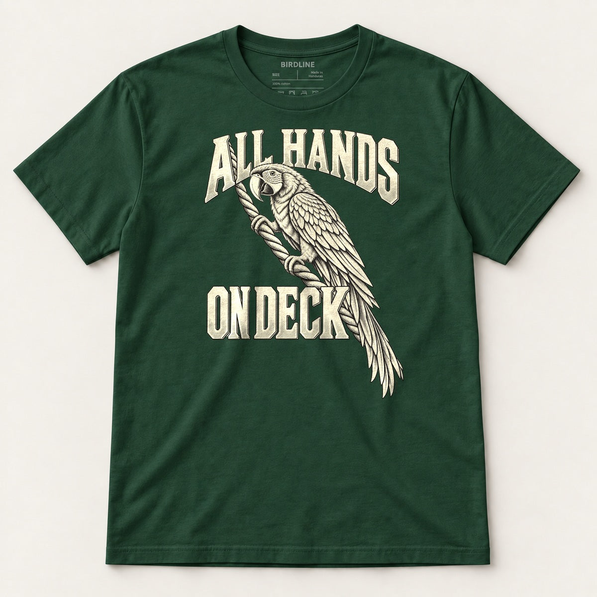 All Hands On Deck T-Shirt in Forest Green, front view