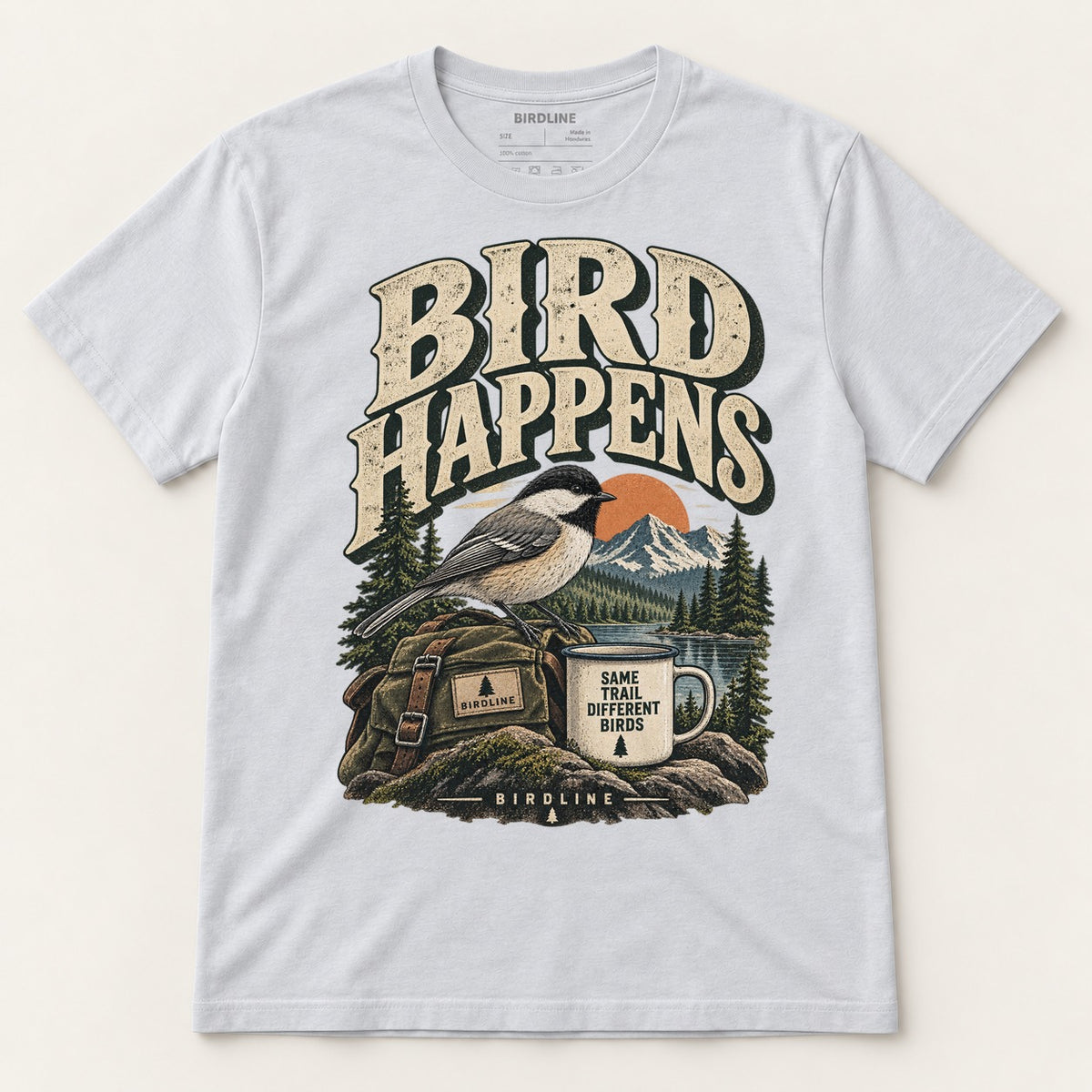 Bird Happens T-Shirt in Ice Grey, front view