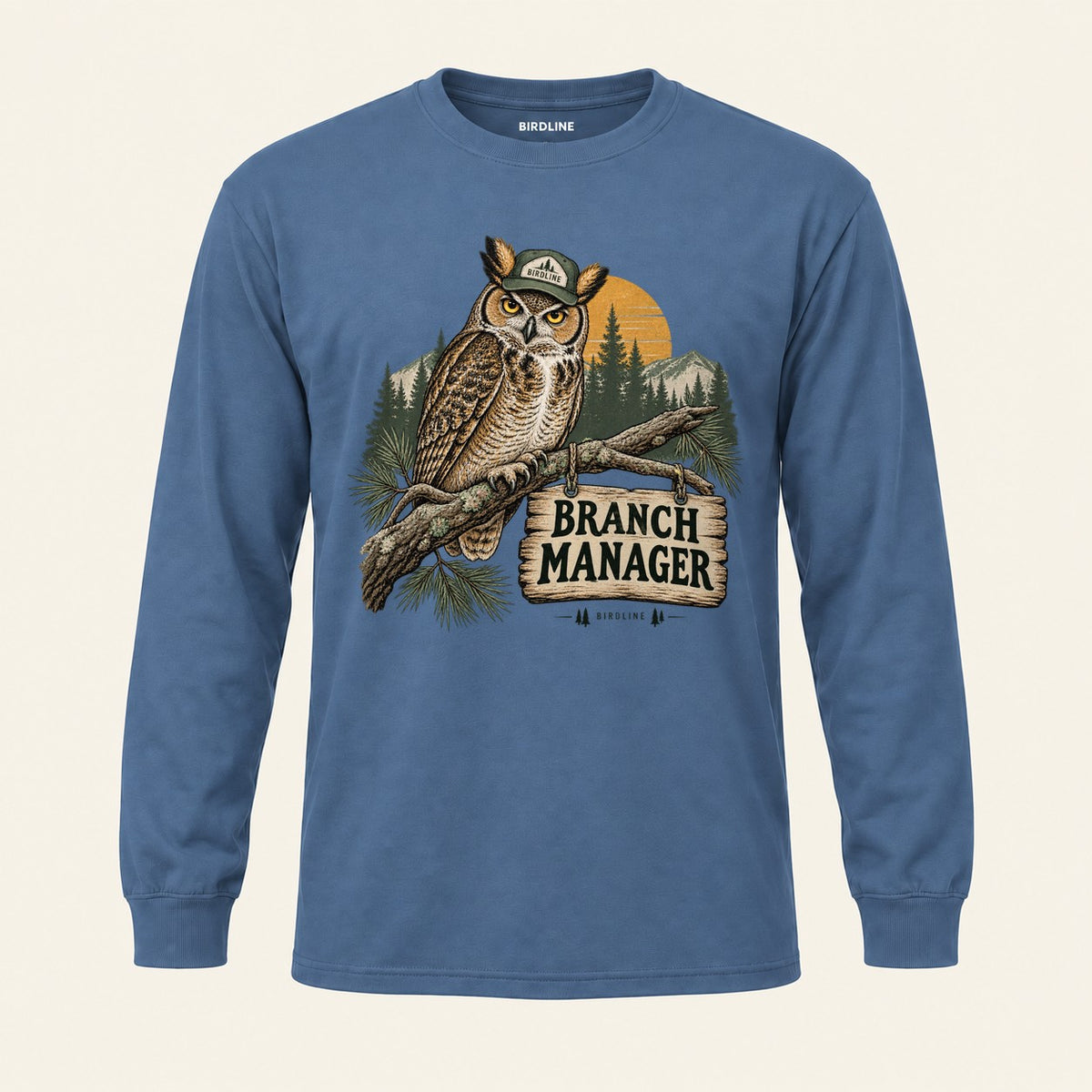 Branch Manager Long Sleeve Shirt in Indigo Blue, front view
