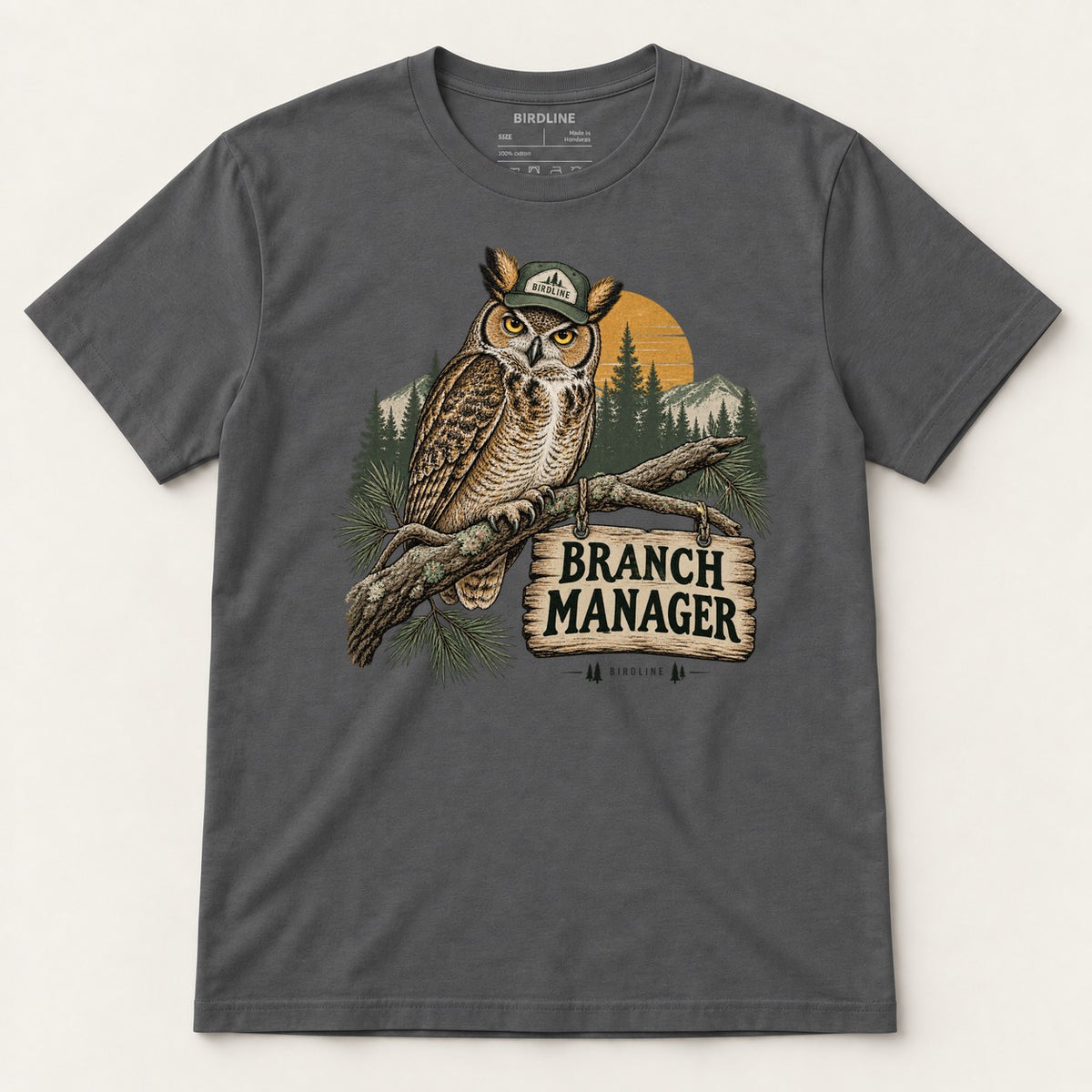 Branch Manager T-Shirt in Charcoal, front view