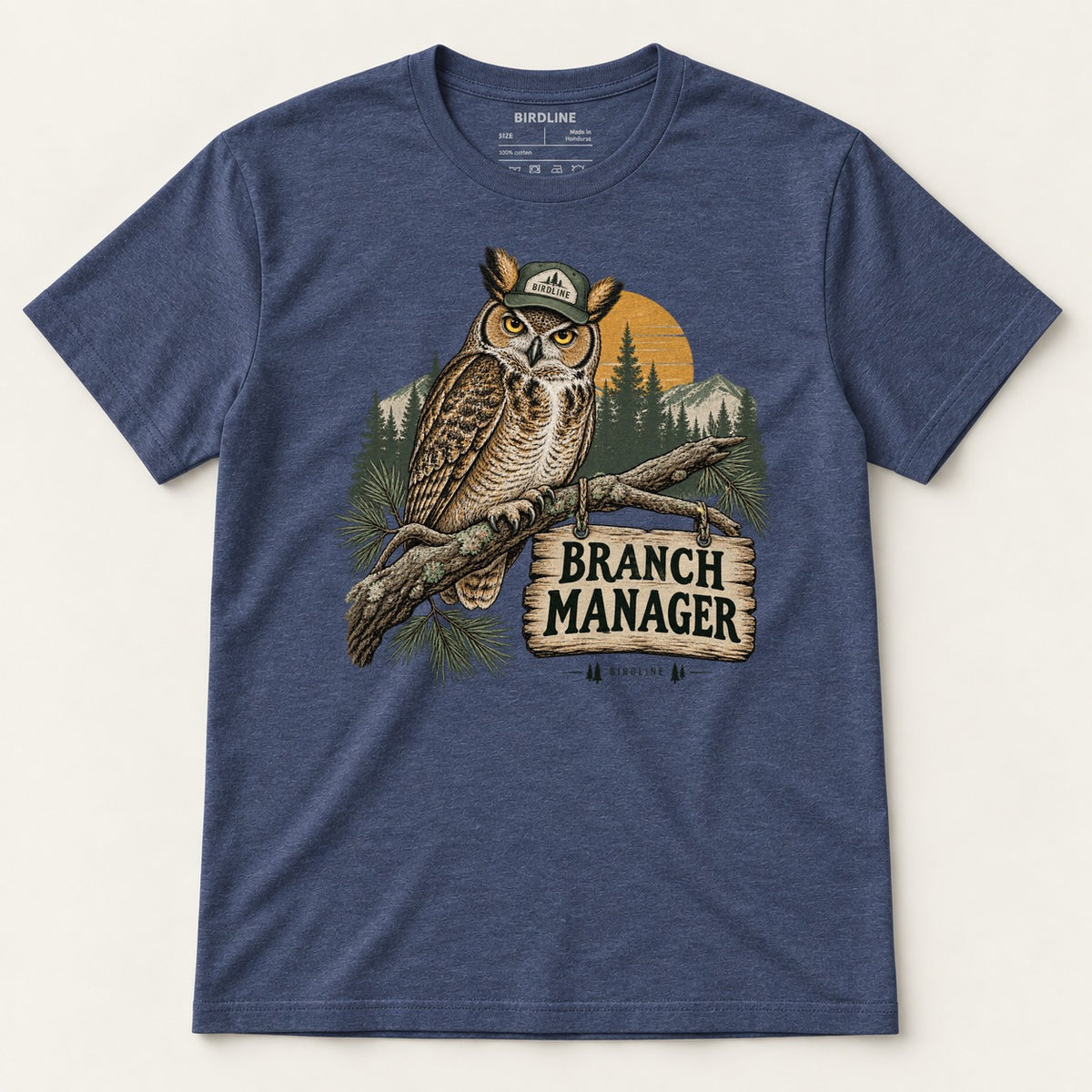 Branch Manager T-Shirt in Heather Navy, front view