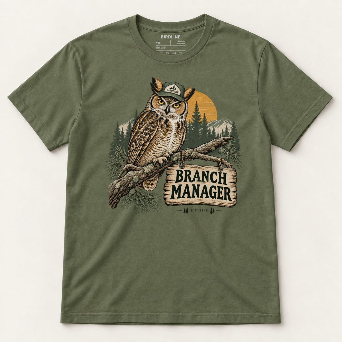 Branch Manager T-Shirt in Military Green, front view