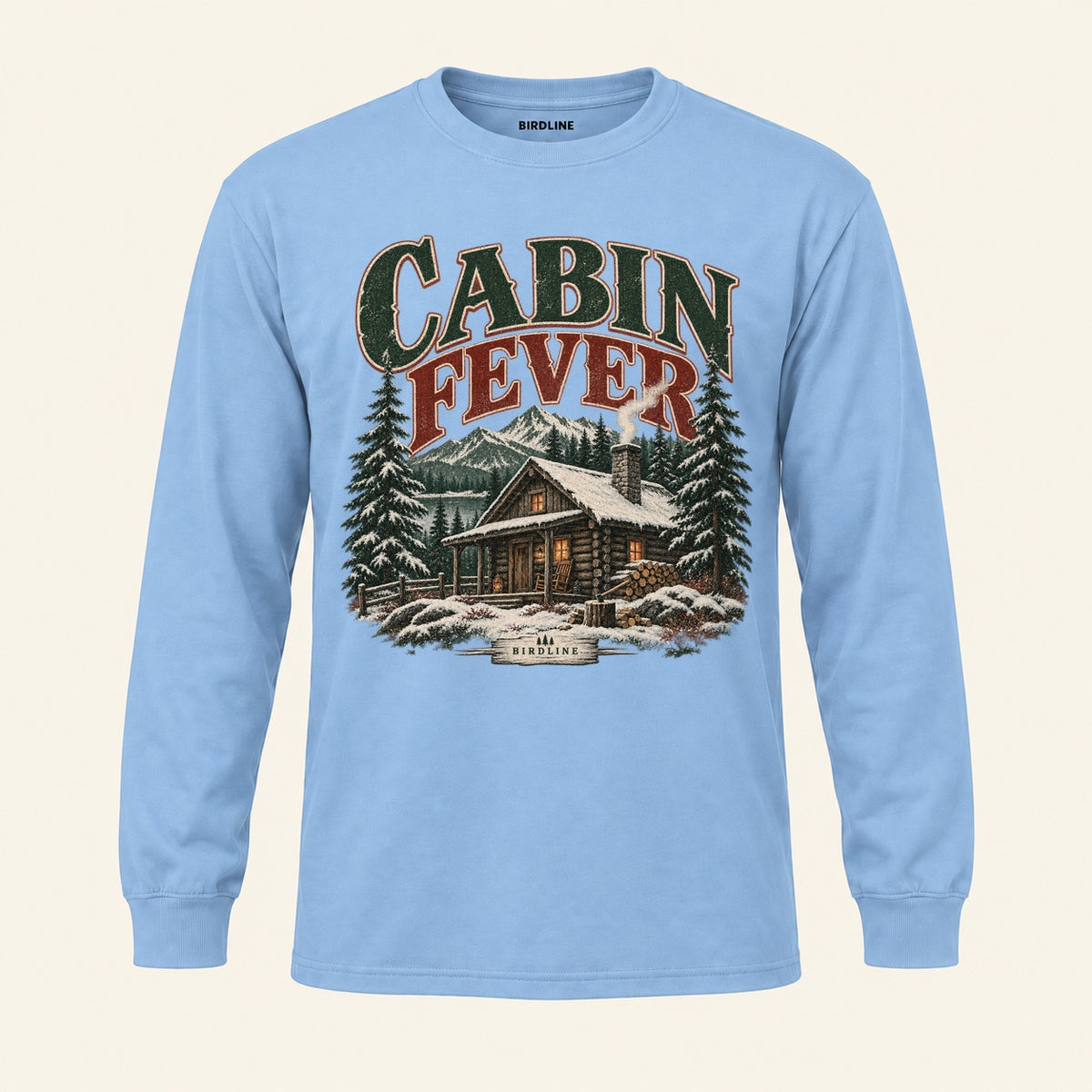 Cabin Fever Long Sleeve Shirt in Light Blue, front view