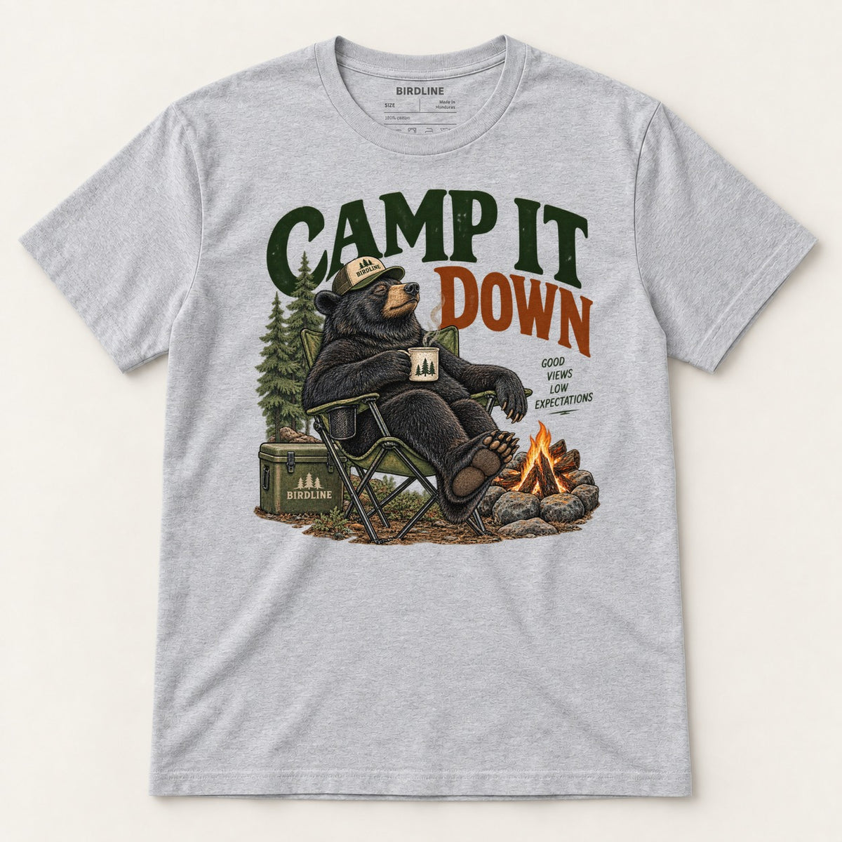 Camp It Down T-Shirt in Sport Grey, front view