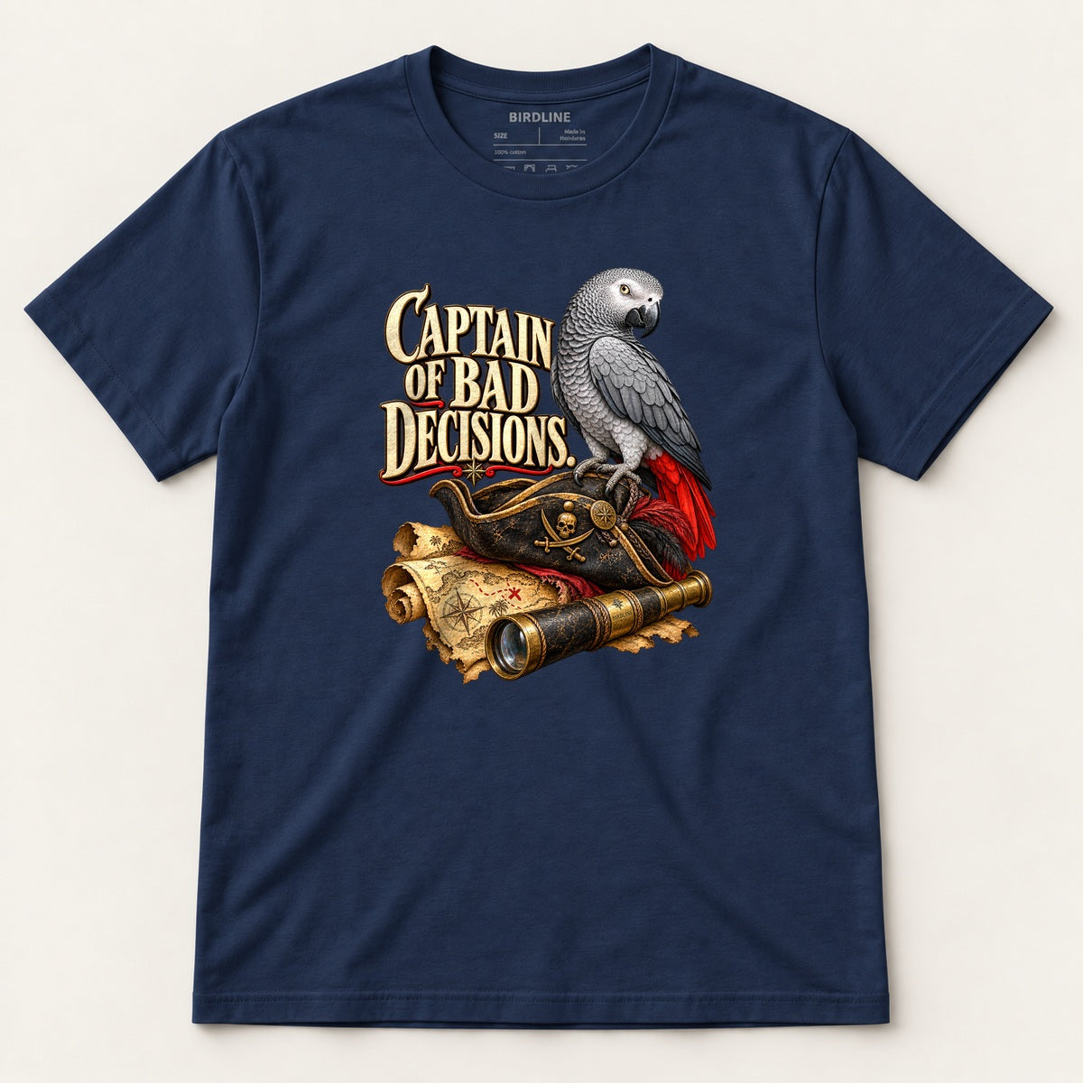Captain Of Bad Decisions T-Shirt in Navy, front view