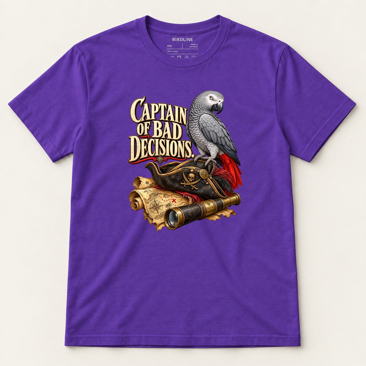 Captain Of Bad Decisions T-Shirt in Purple, front view