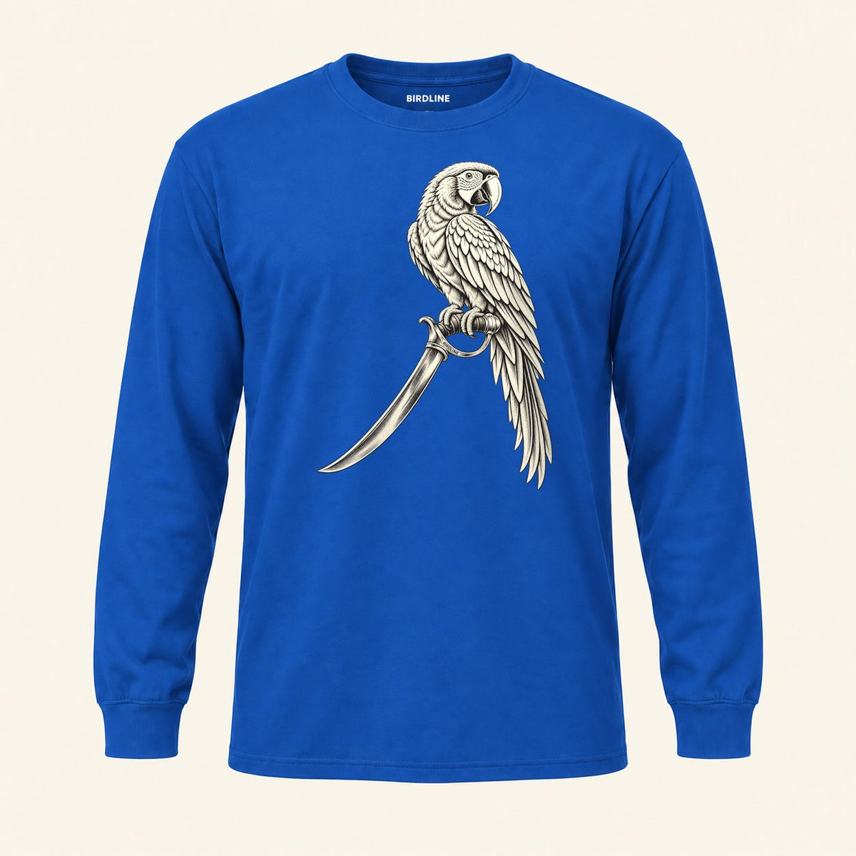Cutlass Macaw Long Sleeve Shirt in Royal, front view
