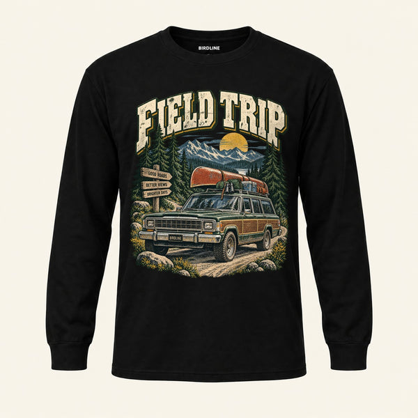 Field Trip Long Sleeve Shirt in Black, front view
