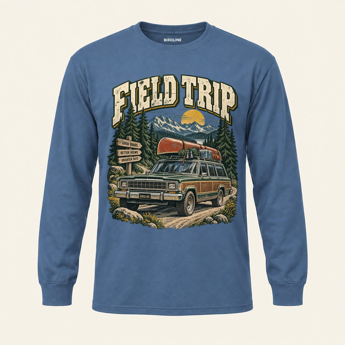 Field Trip Long Sleeve Shirt in Indigo Blue, front view