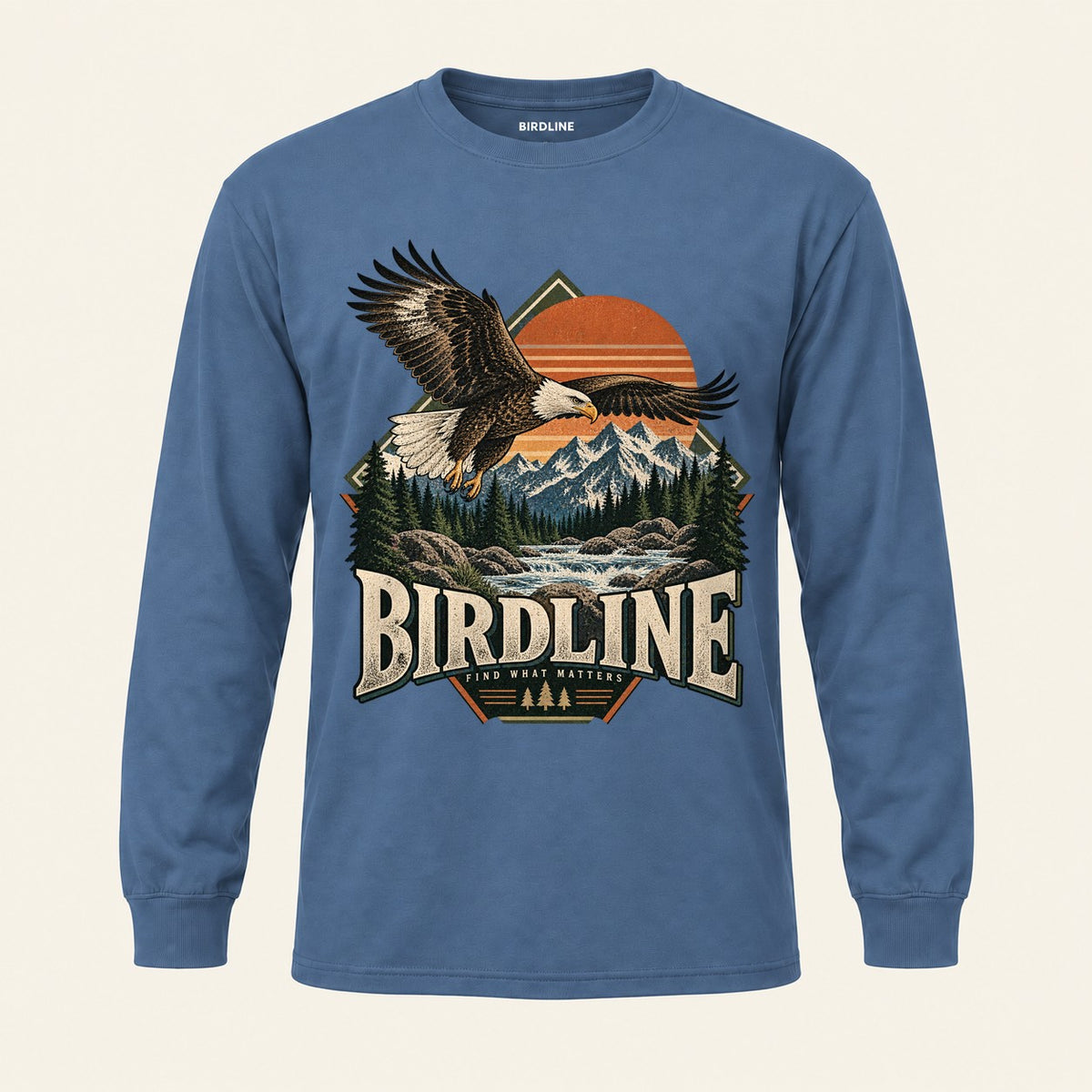 Find What Matters Long Sleeve Shirt in Indigo Blue, front view