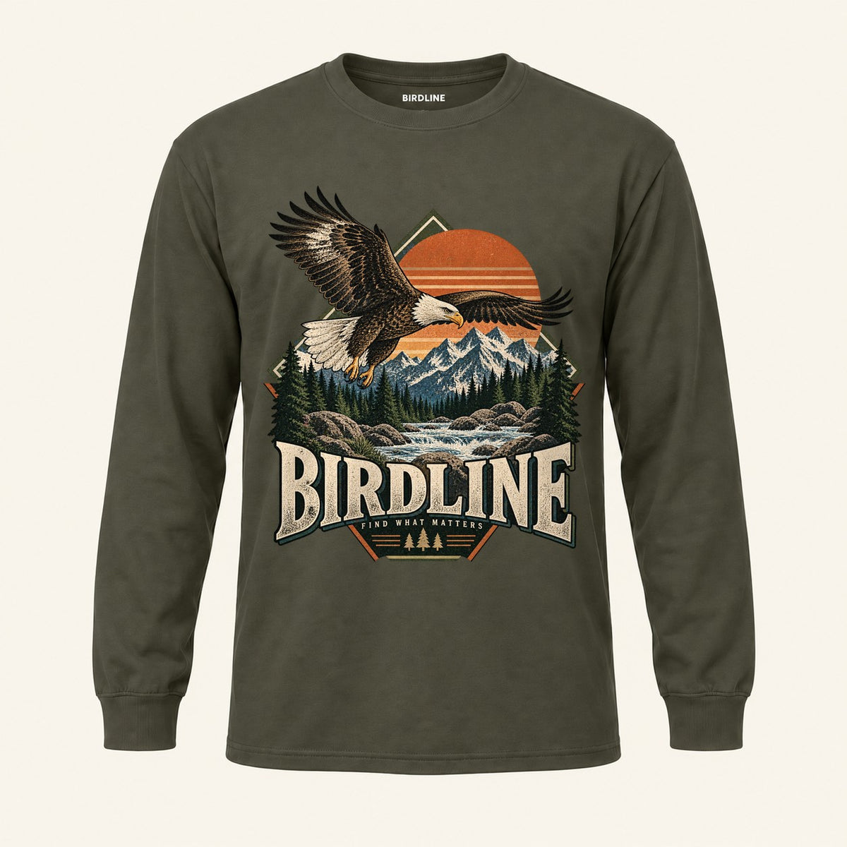 Find What Matters Long Sleeve Shirt in Military Green, front view