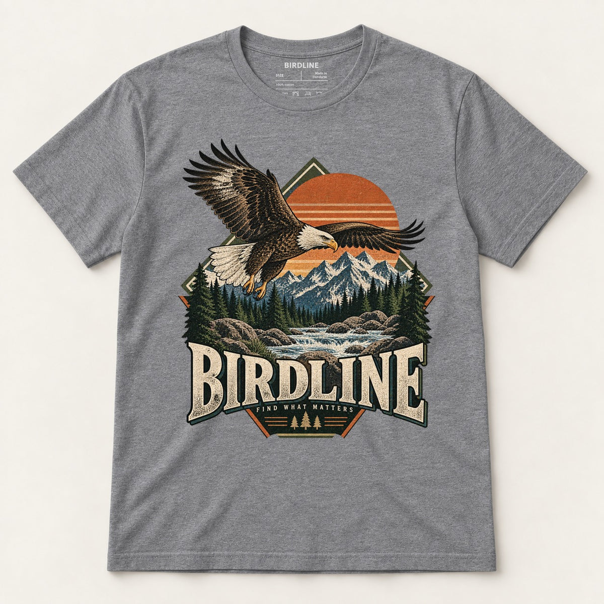 Birdline Find What Matters T-Shirt in Graphite Heather, front view