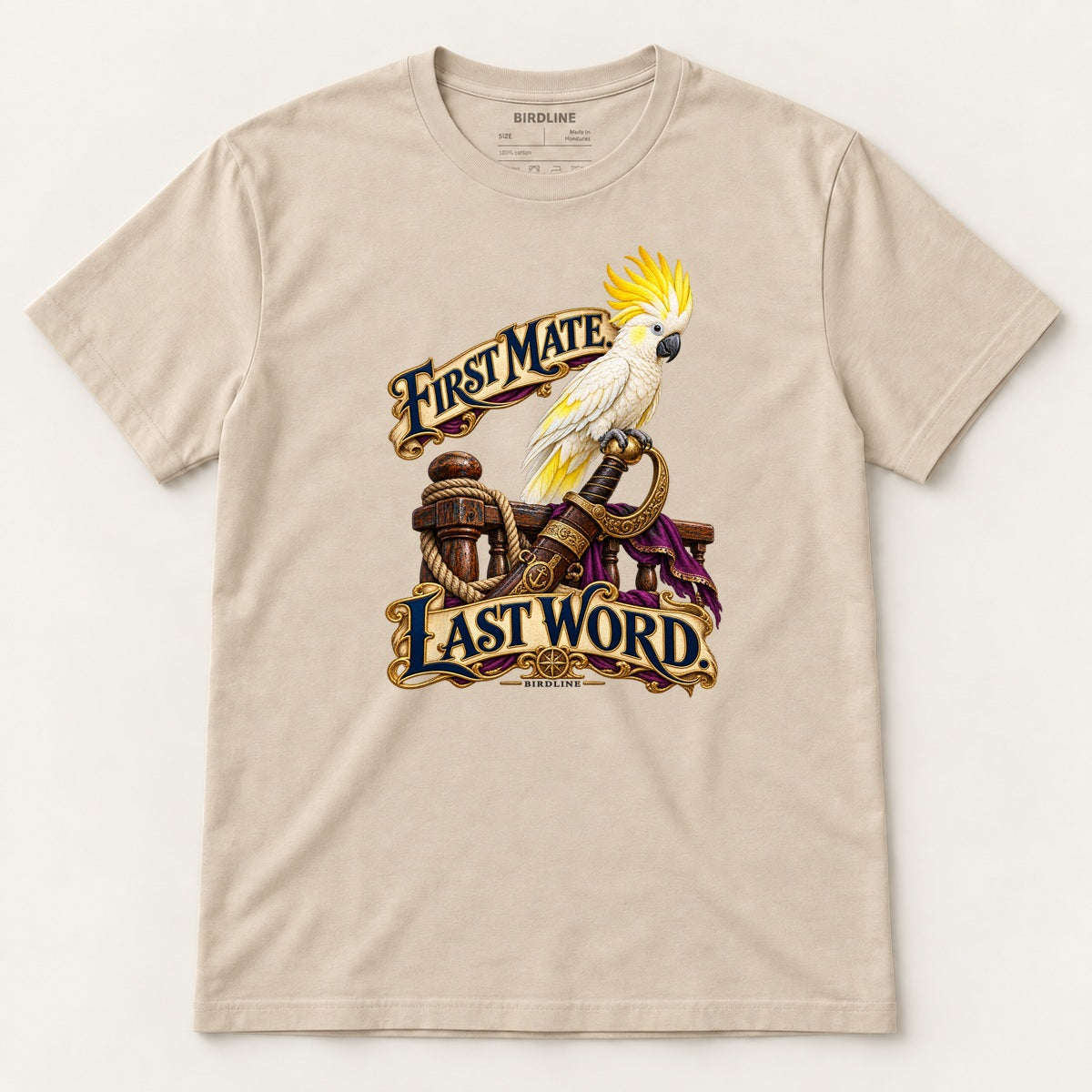 First Mate Last Word T-Shirt in Sand, front view