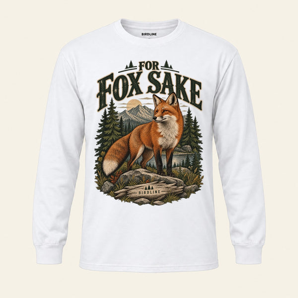 For Fox Sake Long Sleeve Shirt in White, front view