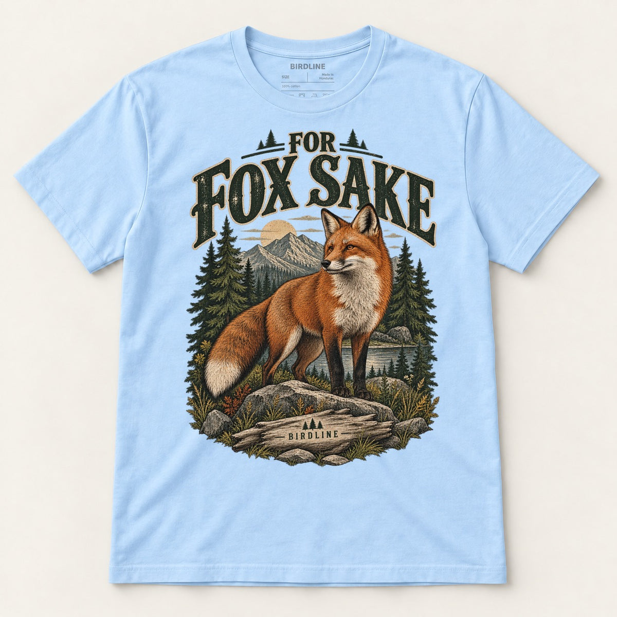 For Fox Sake T-Shirt in Light Blue, front view