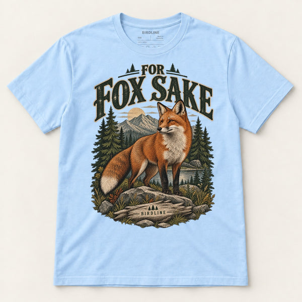 For Fox Sake T-Shirt in Light Blue, front view
