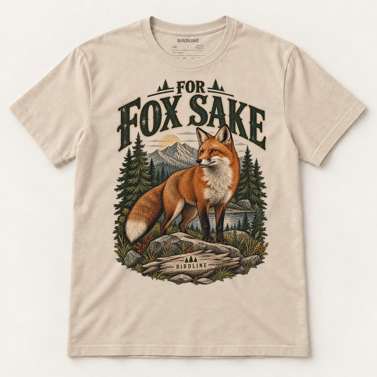 For Fox Sake T-Shirt in Sand, front view