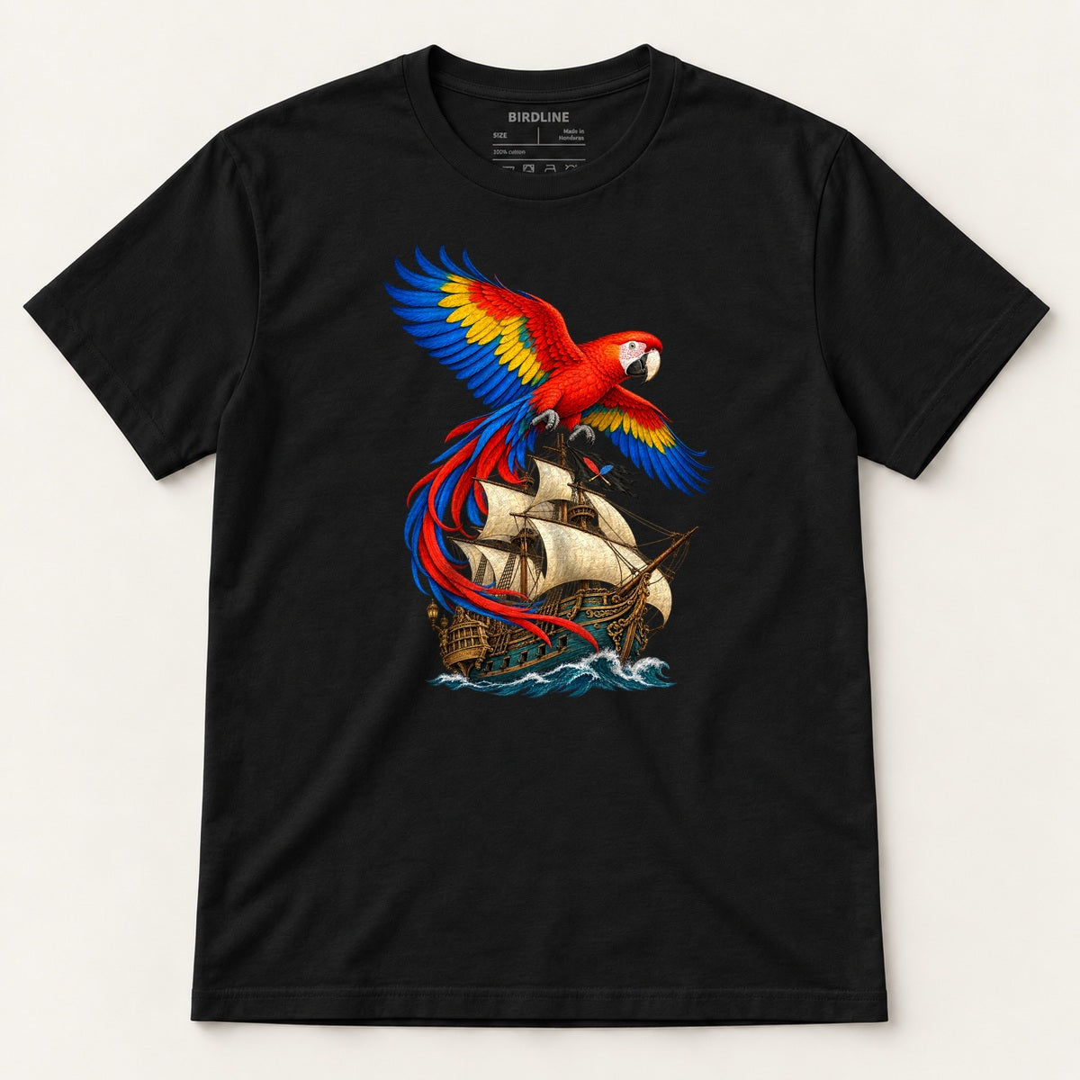Full Sail Macaw T-Shirt in Black, front view