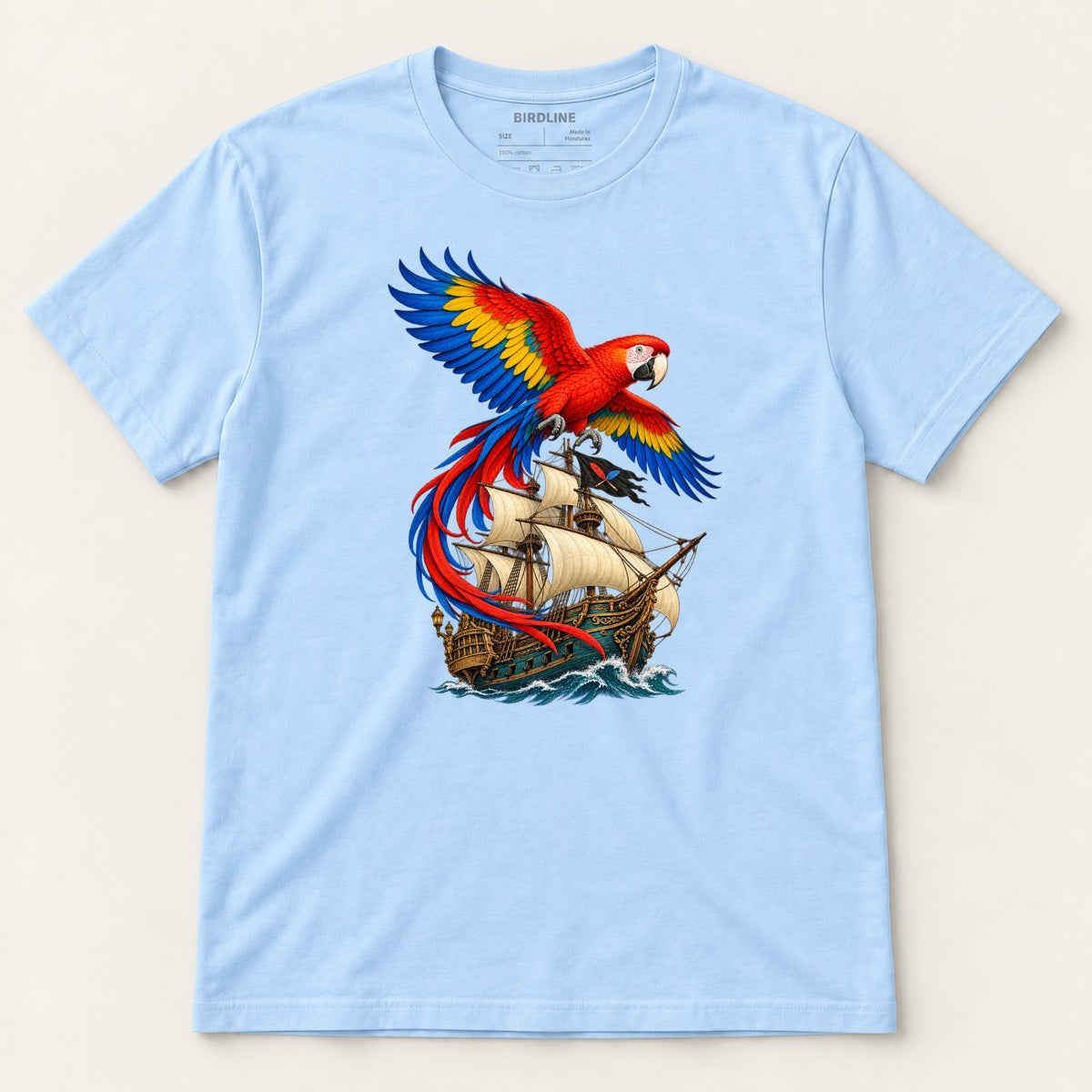 Full Sail Macaw T-Shirt in Light Blue, front view
