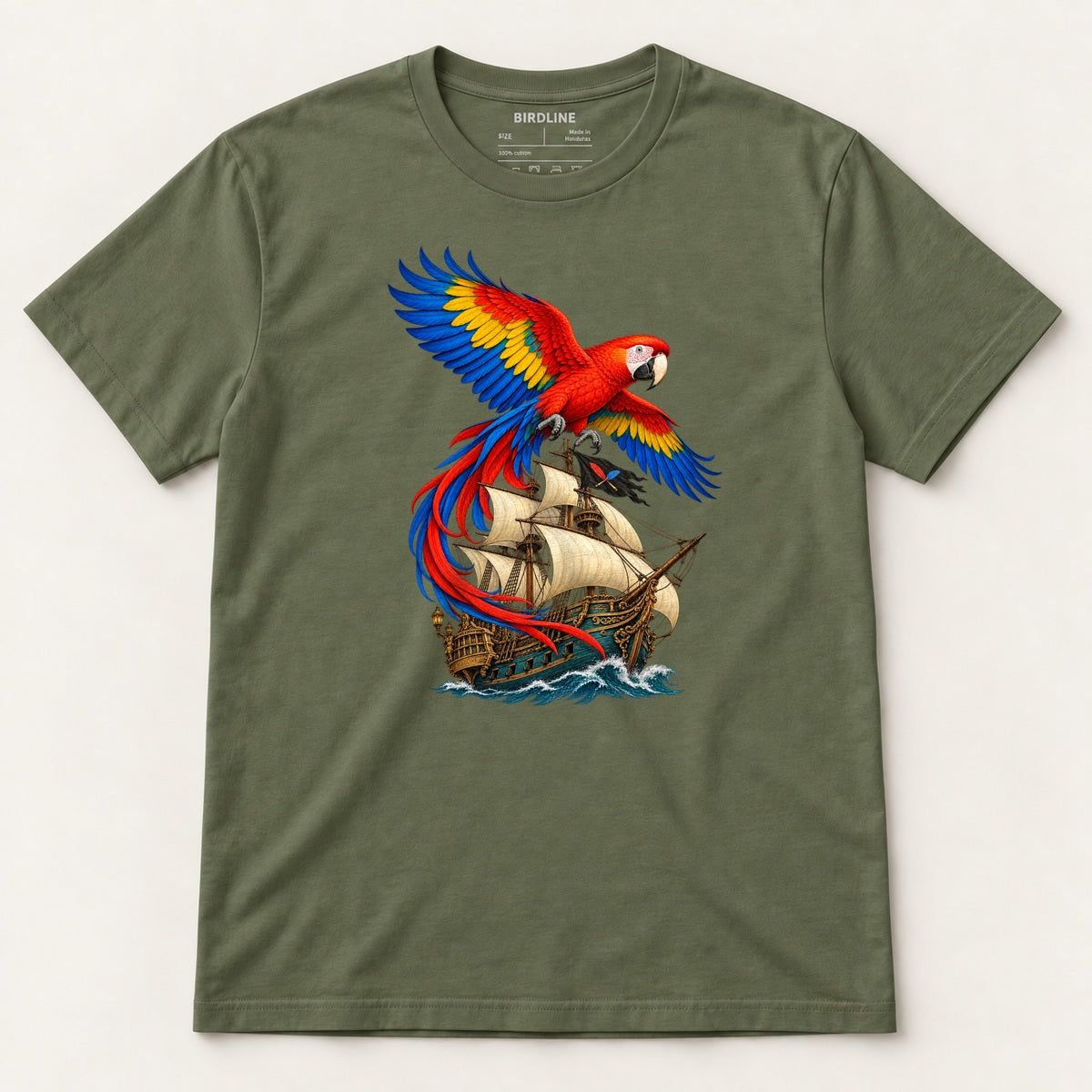Full Sail Macaw T-Shirt in Military Green, front view