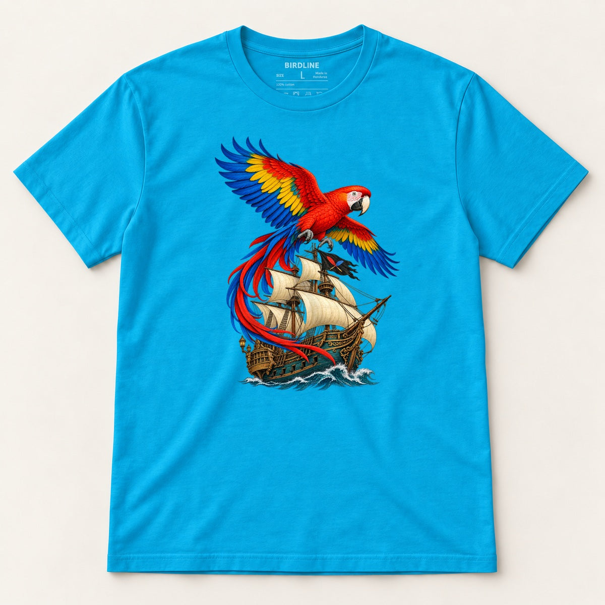 Full Sail Macaw T-Shirt in Tropical Blue, front view