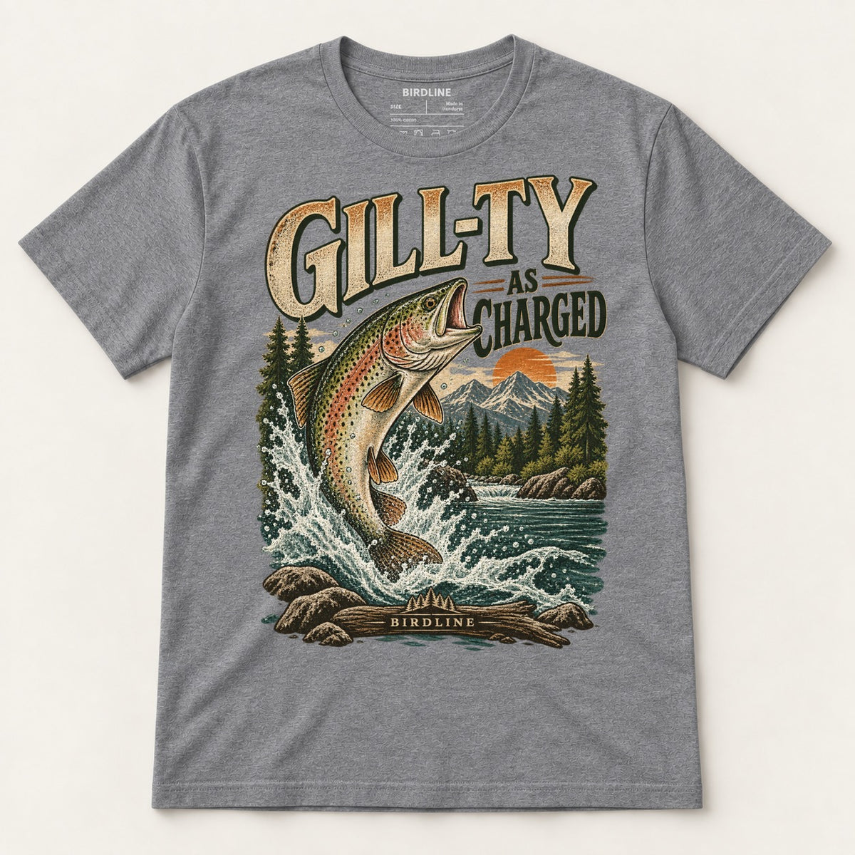 Gill-ty As Charged T-Shirt in Graphite Heather, front view