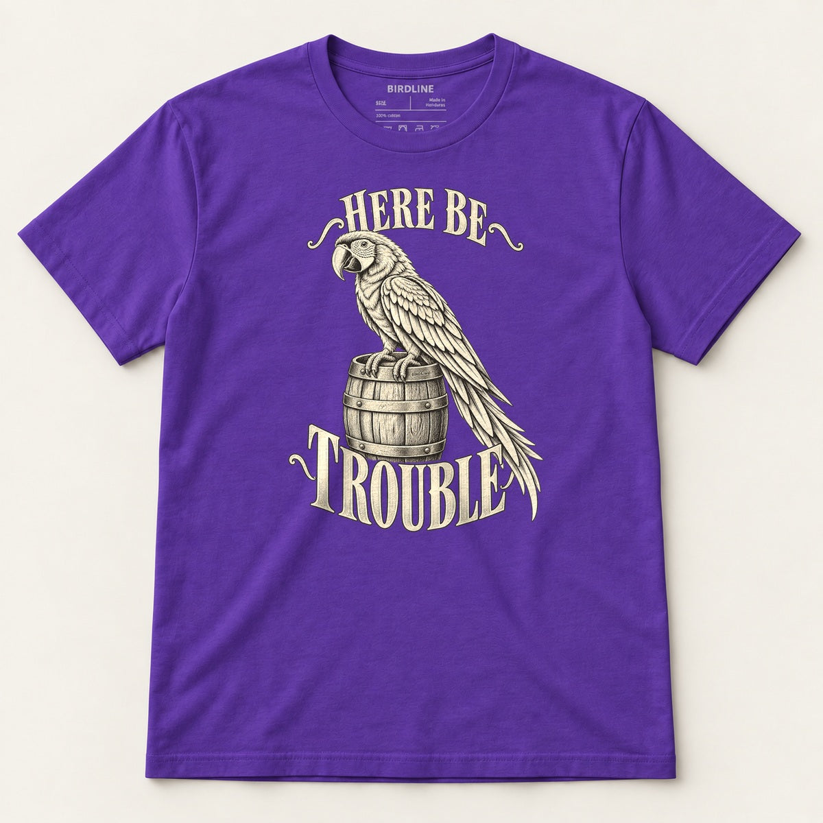 Here Be Trouble T-Shirt in Purple, front view