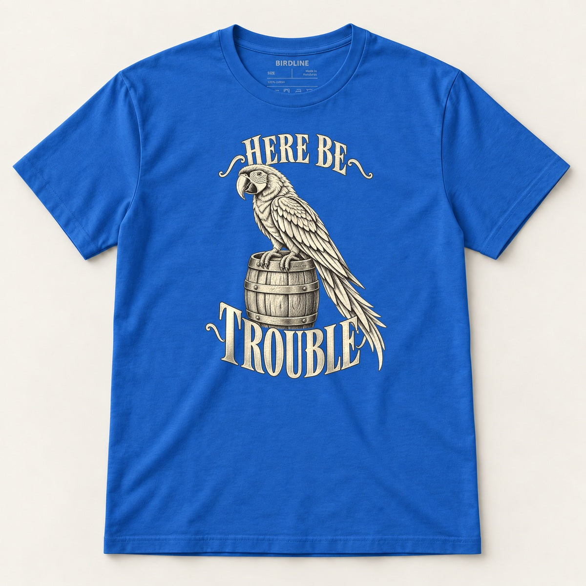 Here Be Trouble T-Shirt in Royal, front view