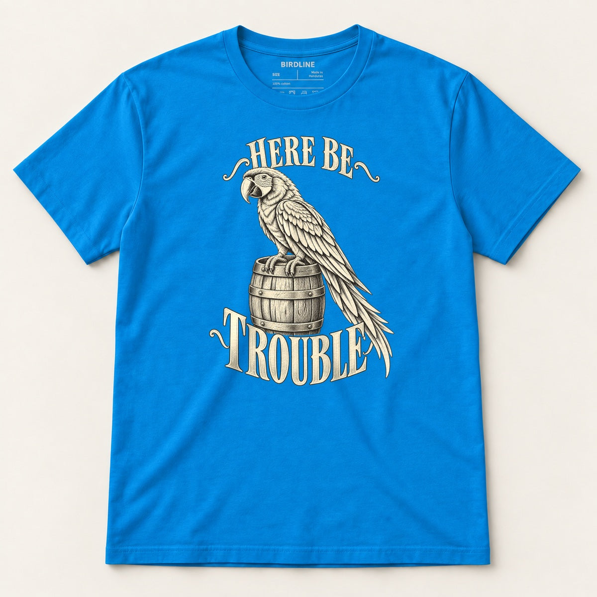 Here Be Trouble T-Shirt in Sapphire, front view