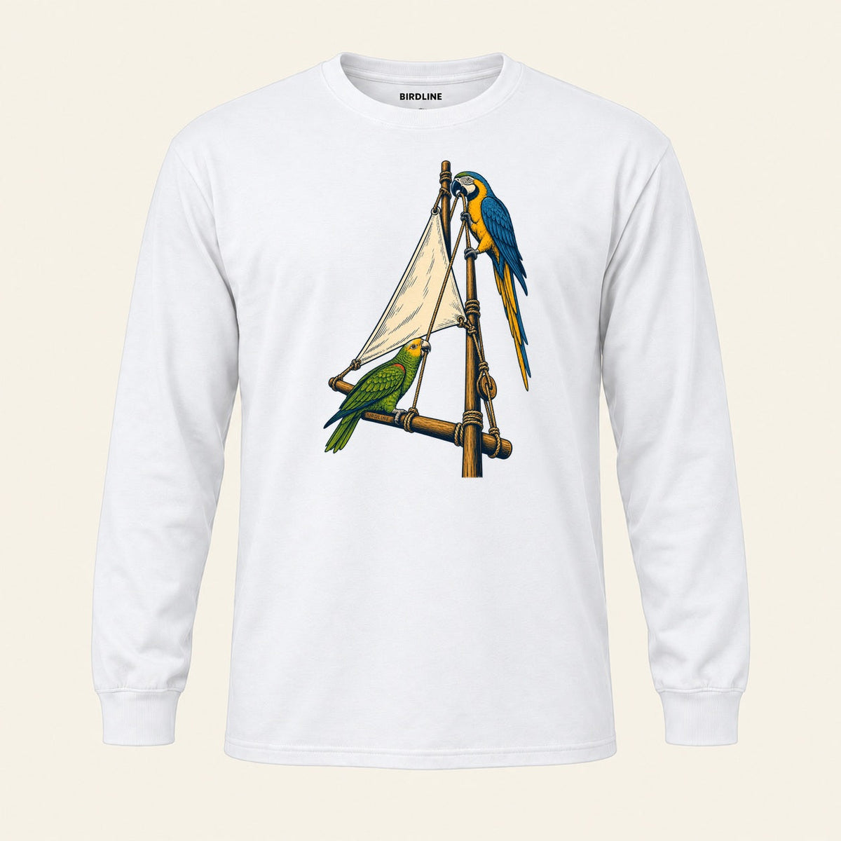 Hoist The Sail Long Sleeve Shirt in White, front view