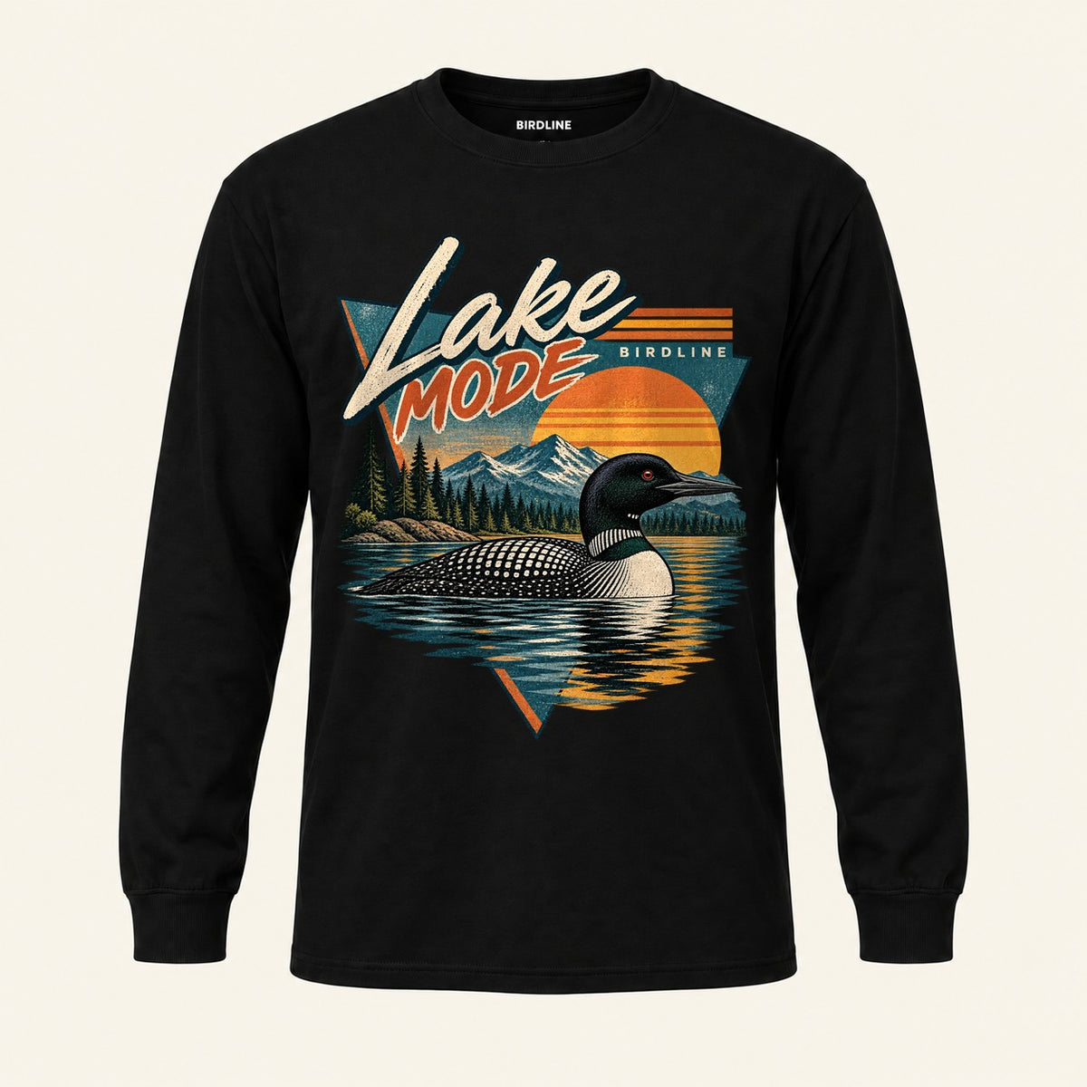 Lake Mode Long Sleeve Shirt in Black, front view